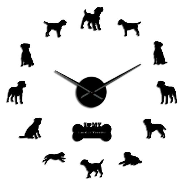 Wall Clocks - I Love My Border Terrier Dog Large Frameless DIY Wall Clock Gifts