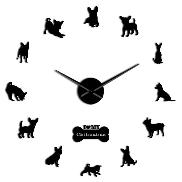 Wall Clocks - I Love My Chihuahua Dog Large Frameless DIY Wall Clock Gift