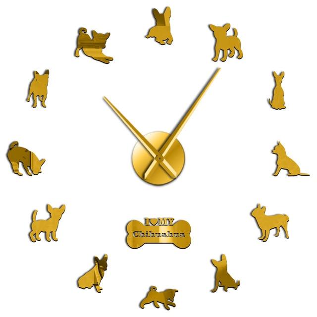 Wall Clocks - I Love My Chihuahua Dog Large Frameless DIY Wall Clock Gift