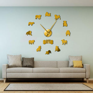 I Love My English British Bulldog Large Frameless DIY Wall Clock