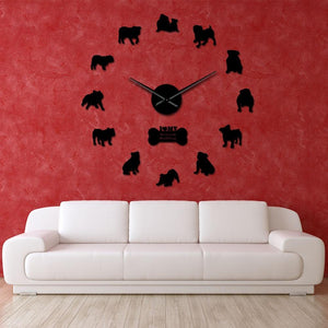 I Love My English British Bulldog Large Frameless DIY Wall Clock