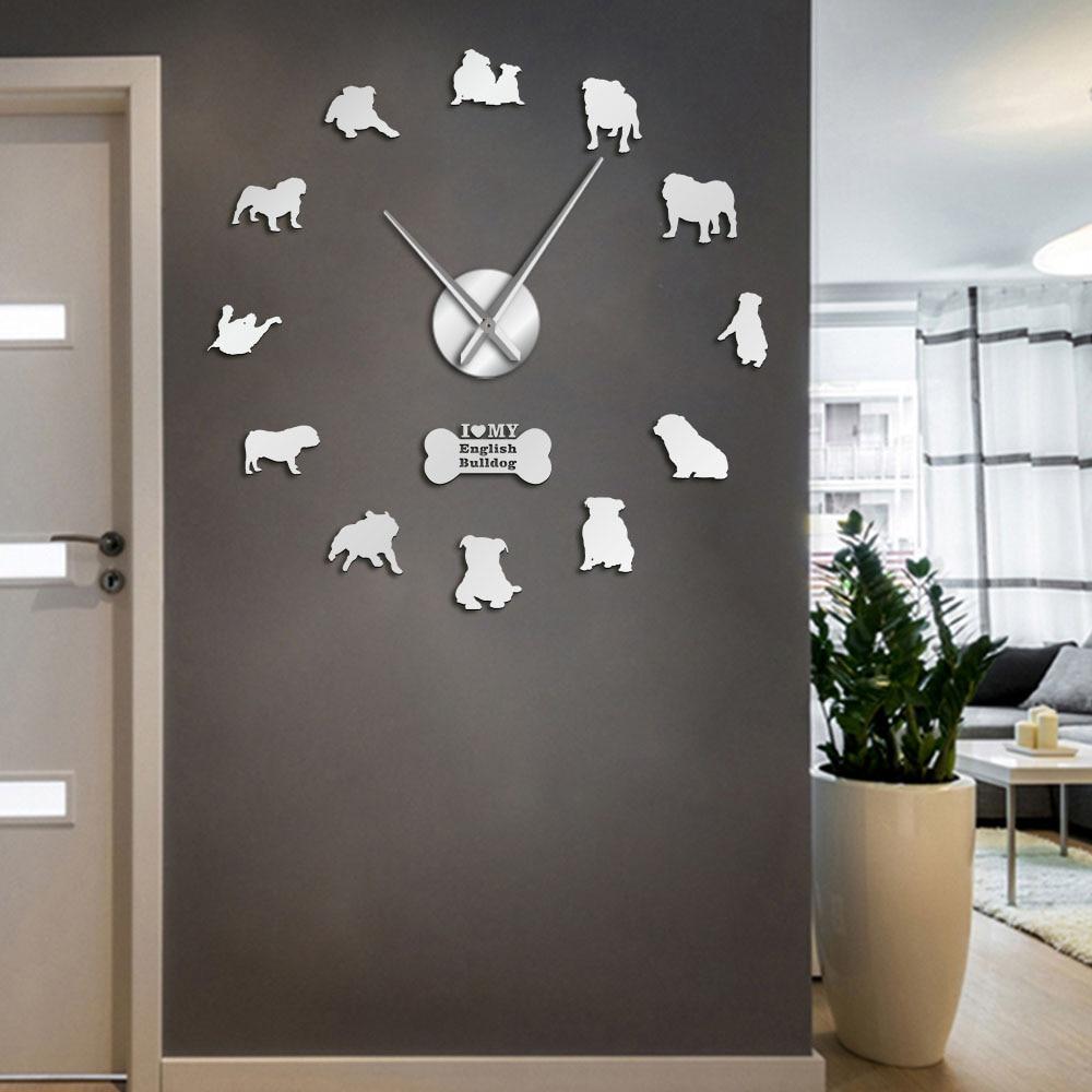 Wall Clocks - I Love My English Bulldog Large Frameless DIY Wall Clock Gift