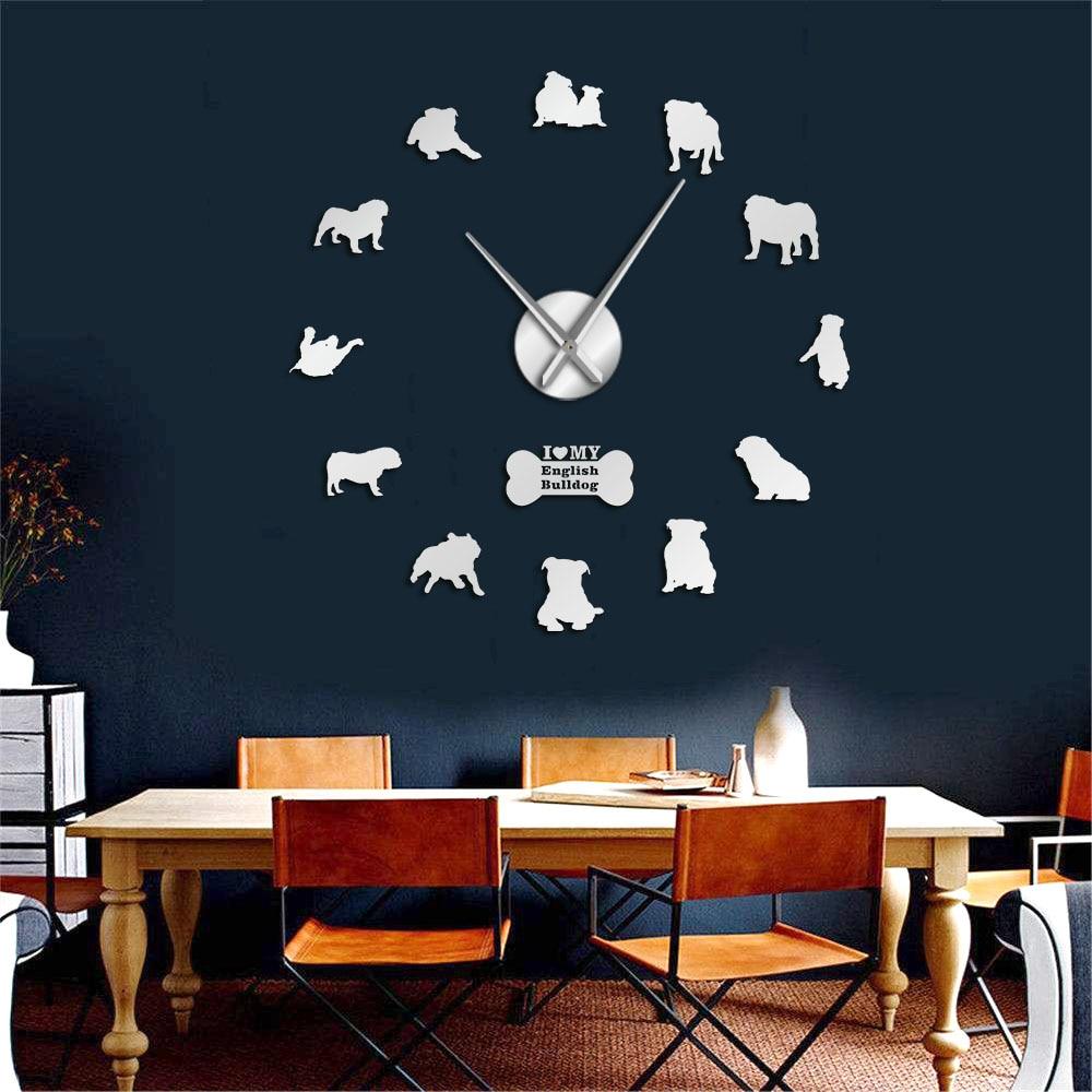 Wall Clocks - I Love My English Bulldog Large Frameless DIY Wall Clock Gift