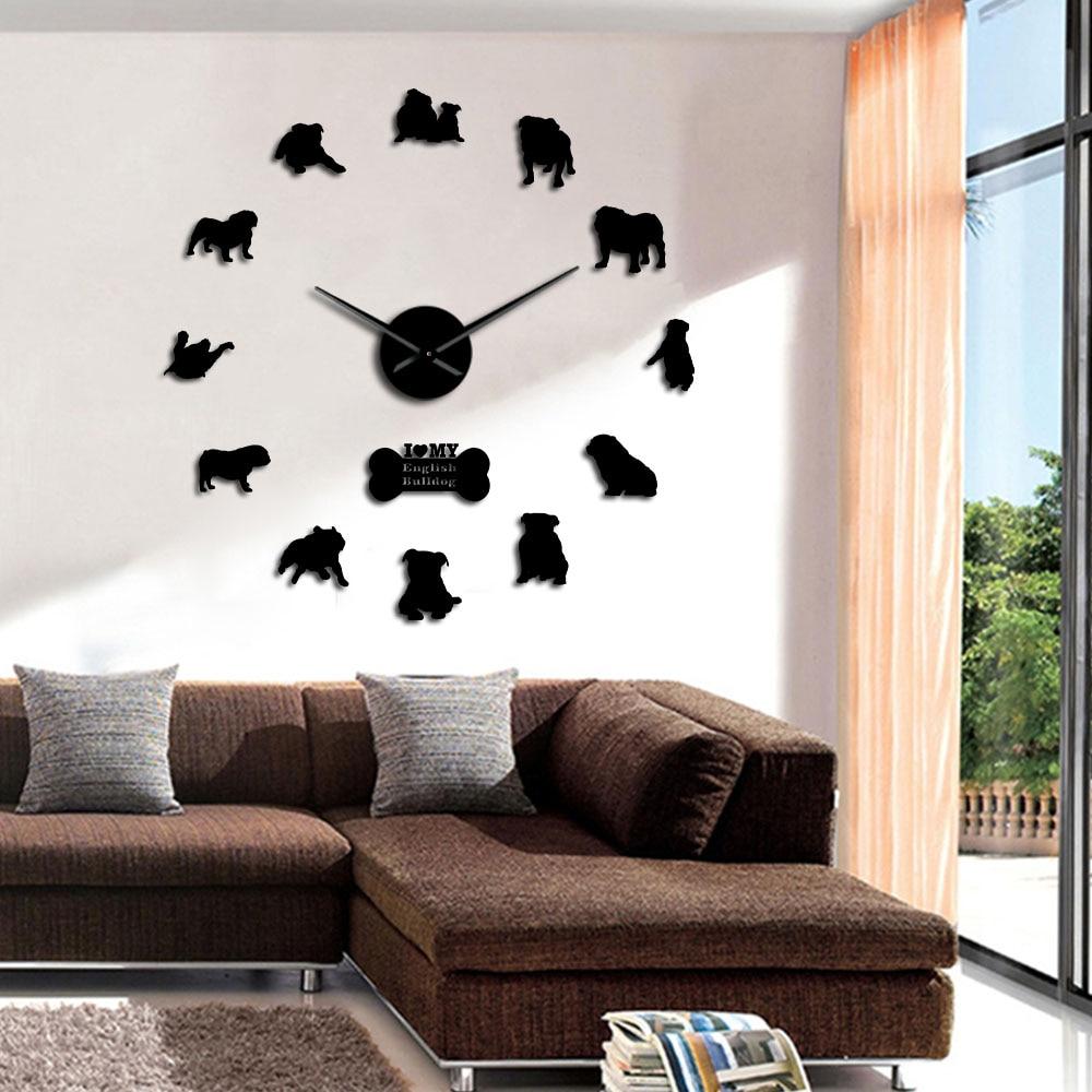 Wall Clocks - I Love My English Bulldog Large Frameless DIY Wall Clock Gift