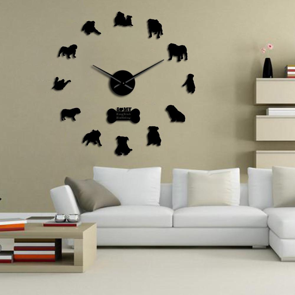 Wall Clocks - I Love My English Bulldog Large Frameless DIY Wall Clock Gift