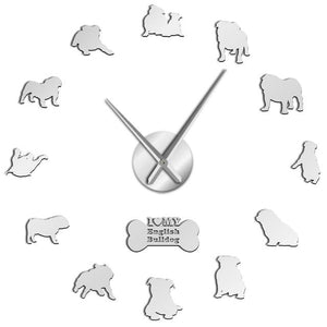 Wall Clocks - I Love My English Bulldog Large Frameless DIY Wall Clock Gift