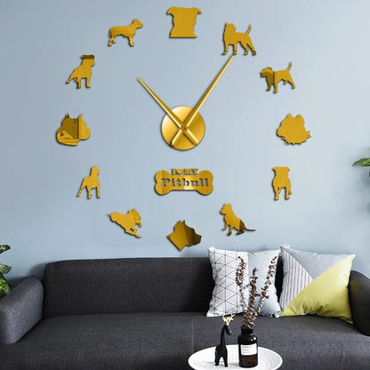 Wall Clocks - I Love My Pit Bull Large Frameless DIY Wall Clock Dog Lover Gifts