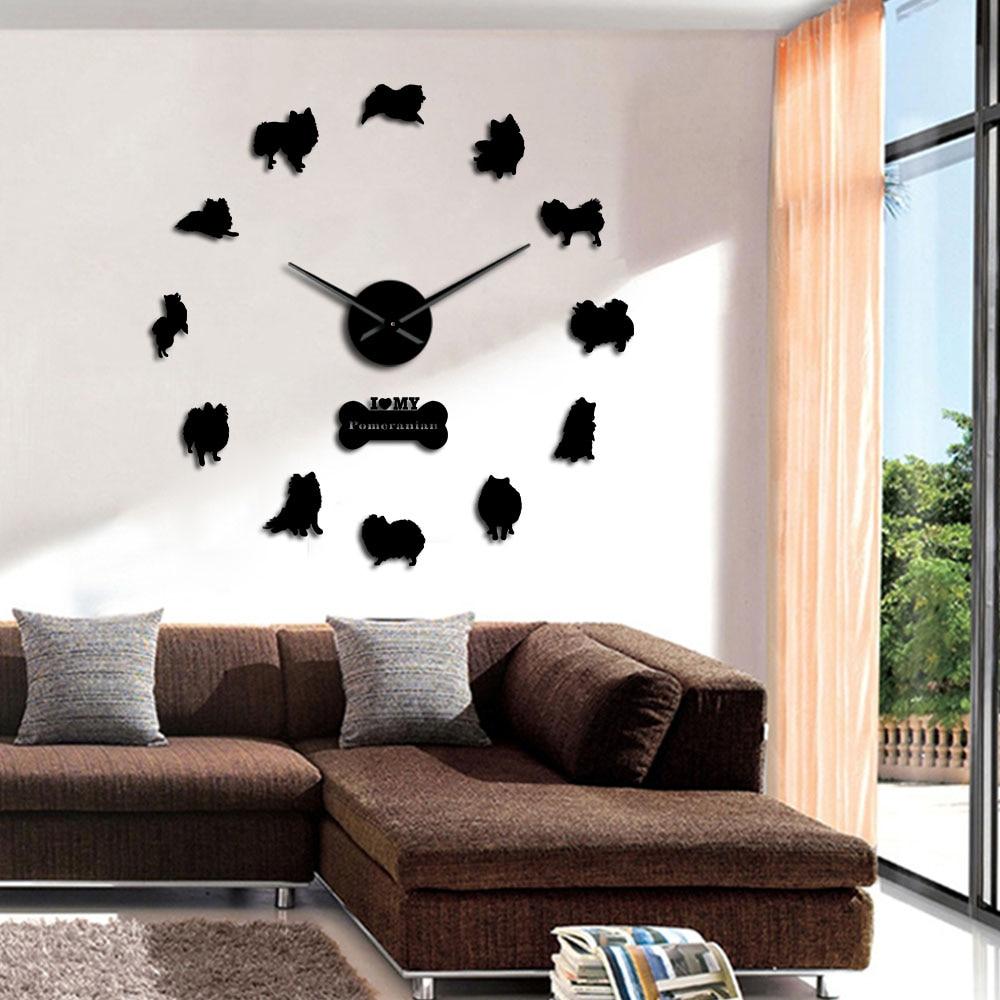 Wall Clocks - I Love My Pomeranian Large Frameless DIY Wall Clock Dog Lover Gift