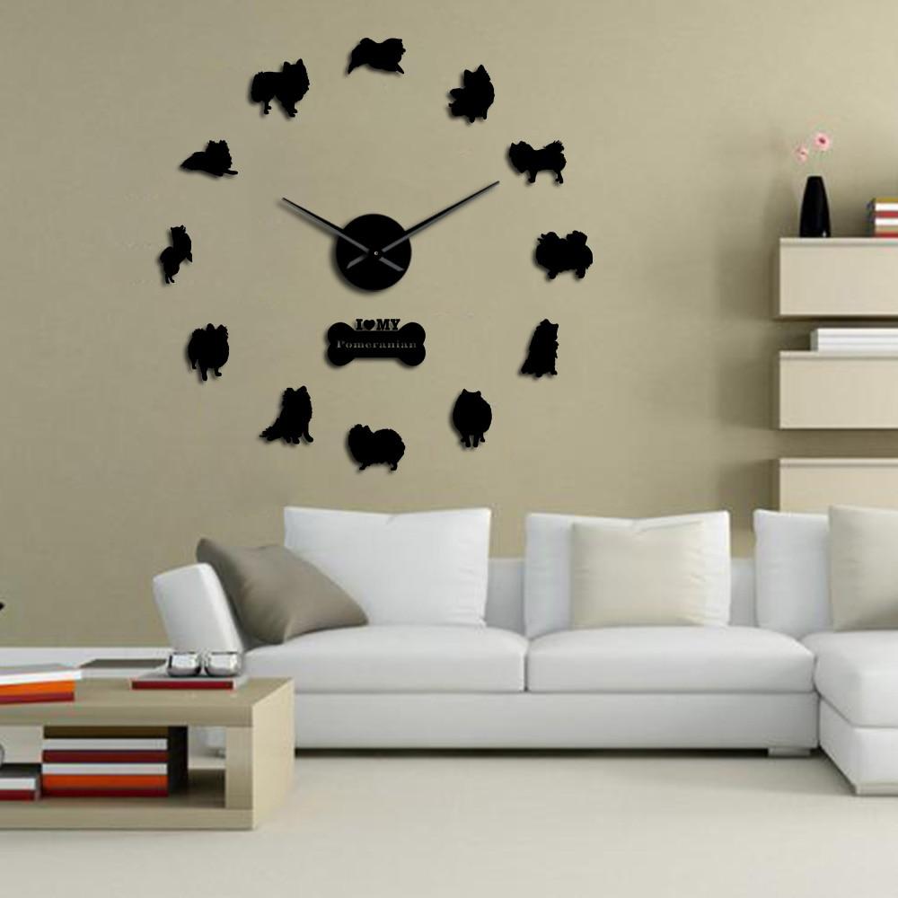 Wall Clocks - I Love My Pomeranian Large Frameless DIY Wall Clock Dog Lover Gift