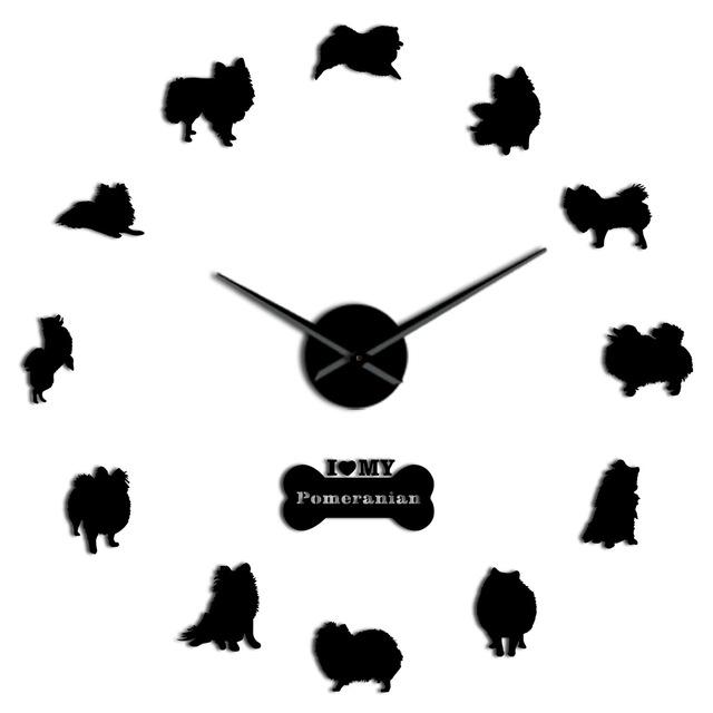 Wall Clocks - I Love My Pomeranian Large Frameless DIY Wall Clock Dog Lover Gift