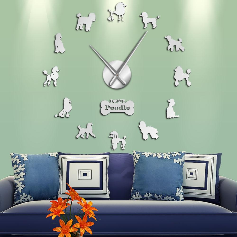 Wall Clocks - I Love My Poodle Dog Large Frameless DIY Wall Clock