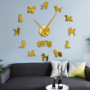 Wall Clocks - I Love My Poodle Dog Large Frameless DIY Wall Clock