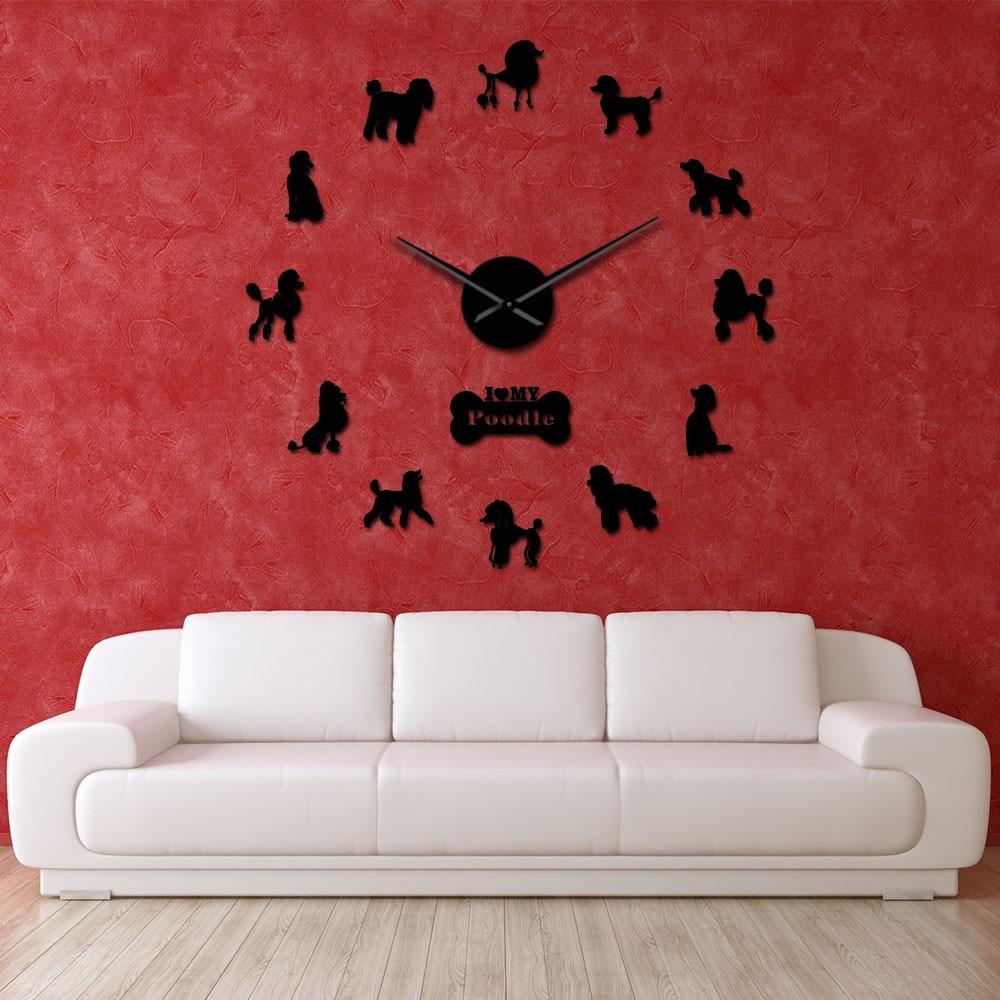 Wall Clocks - I Love My Poodle Dog Large Frameless DIY Wall Clock