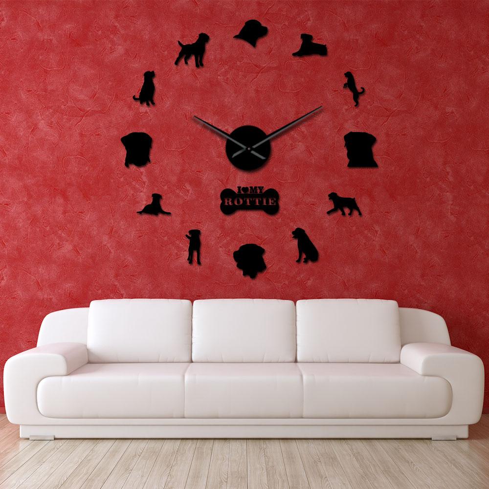 Wall Clocks - I Love My Rottie Large Frameless DIY Wall Clock Home Decor Gift