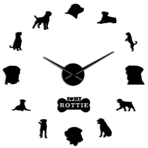 Wall Clocks - I Love My Rottie Large Frameless DIY Wall Clock Home Decor Gift