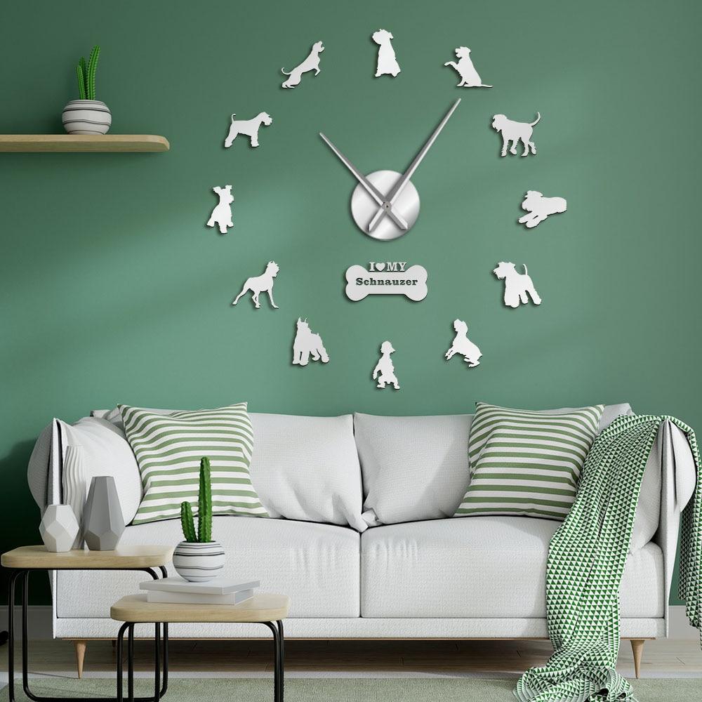 Wall Clocks - I Love My Schnauzer Dog Large Frameless DIY Wall Clock Gifts