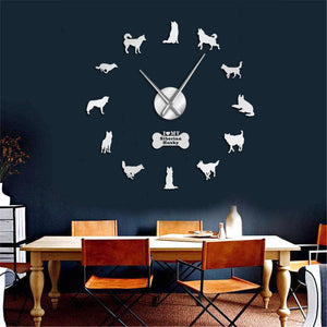 Wall Clocks - I Love My Siberian Husky Large Frameless DIY Wall Clock Gift
