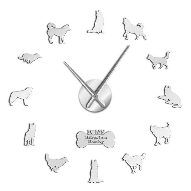 Wall Clocks - I Love My Siberian Husky Large Frameless DIY Wall Clock Gift