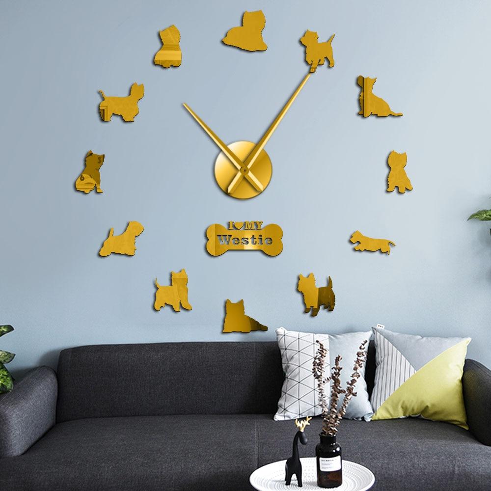 Wall Clocks - I Love My Westie Dog Large Frameless DIY Wall Clock Gift