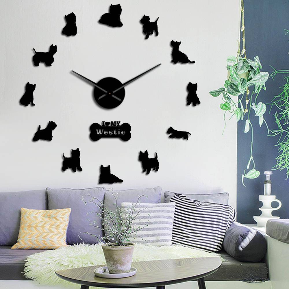 Wall Clocks - I Love My Westie Dog Large Frameless DIY Wall Clock Gift