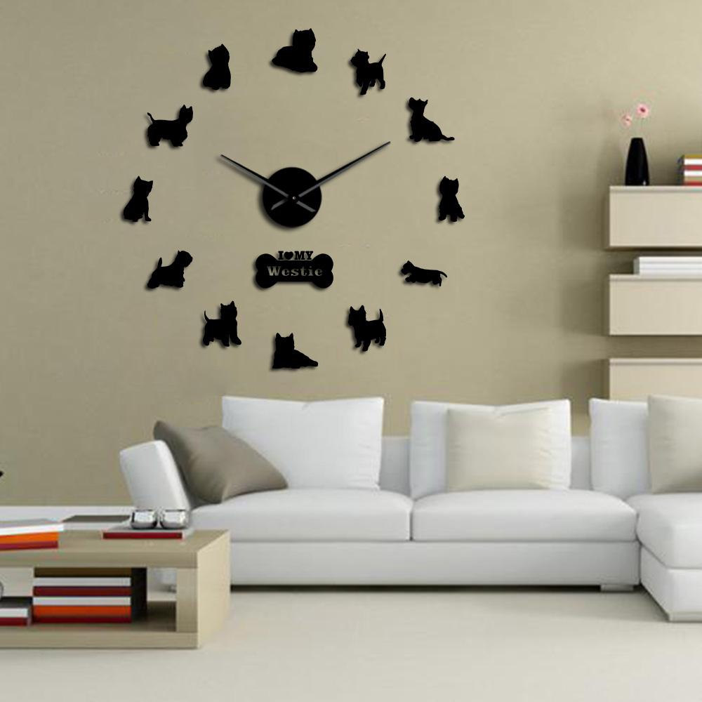 Wall Clocks - I Love My Westie Dog Large Frameless DIY Wall Clock Gift