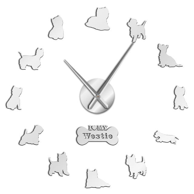 Wall Clocks - I Love My Westie Dog Large Frameless DIY Wall Clock Gift