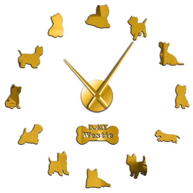 Wall Clocks - I Love My Westie Dog Large Frameless DIY Wall Clock Gift