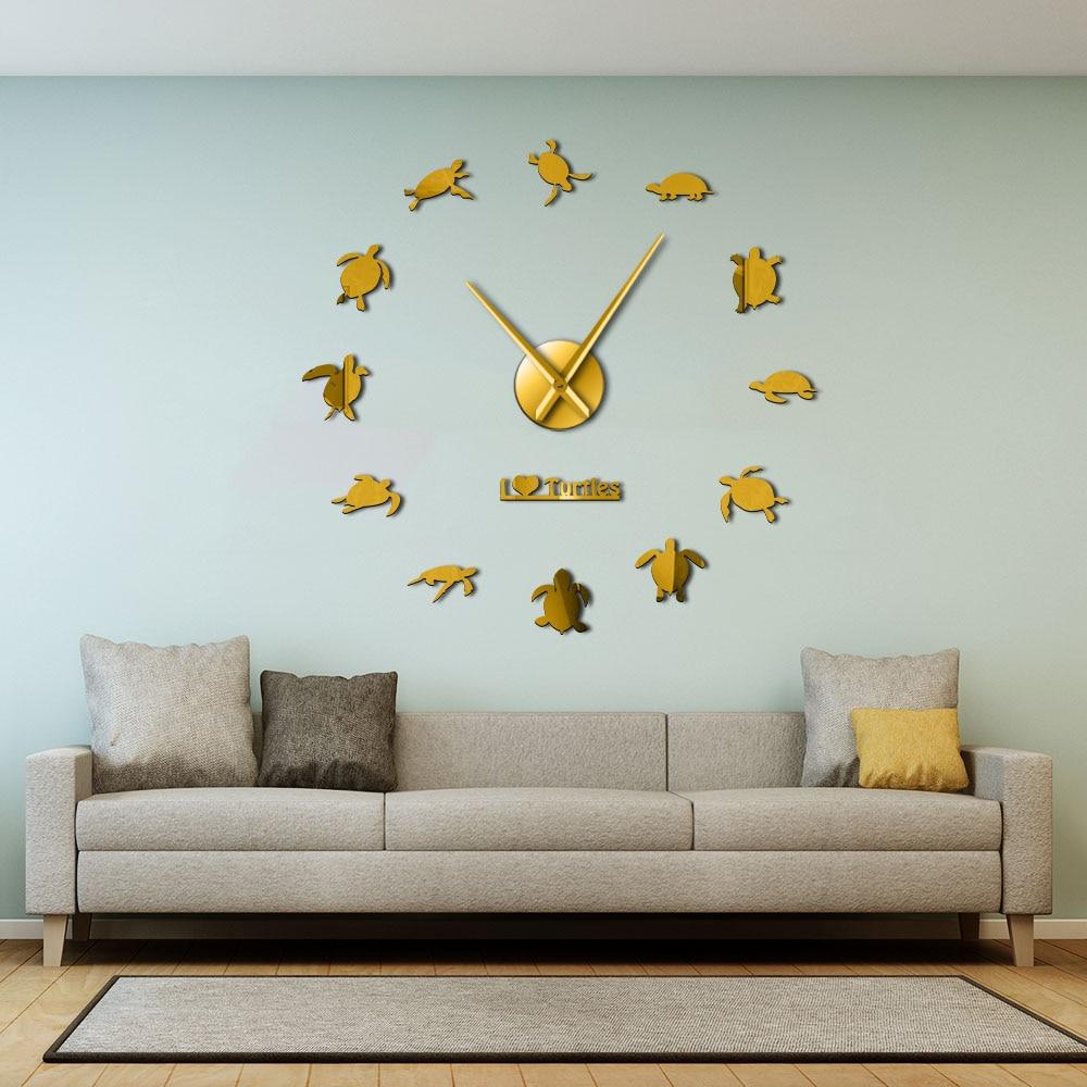 Wall Clocks - I Love Turtles Large Frameless DIY Wall Clock Sea Animals Lover Gift