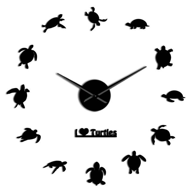 Wall Clocks - I Love Turtles Large Frameless DIY Wall Clock Sea Animals Lover Gift