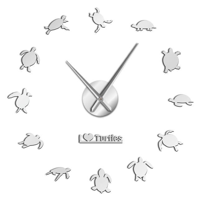 Wall Clocks - I Love Turtles Large Frameless DIY Wall Clock Sea Animals Lover Gift