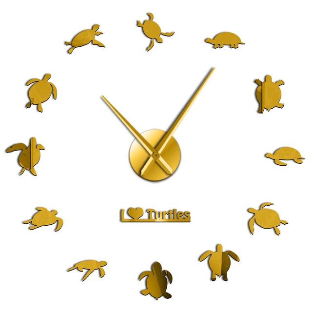 Wall Clocks - I Love Turtles Large Frameless DIY Wall Clock Sea Animals Lover Gift