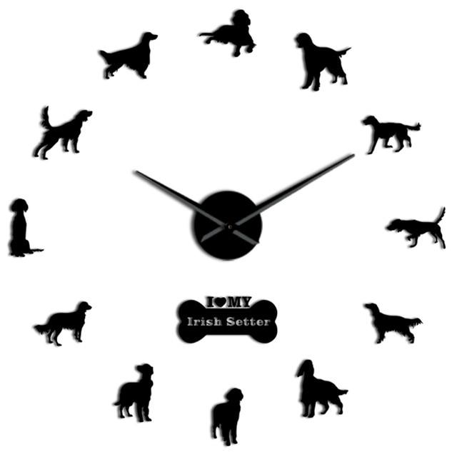 Wall Clocks - Irish Setter Dog Large Frameless DIY Wall Clock Gift