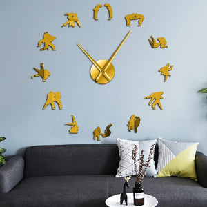 Judo Wrestler Art Large Frameless DIY Wall Clock Gift