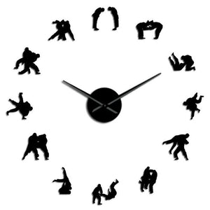 Judo Wrestler Art Large Frameless DIY Wall Clock Gift