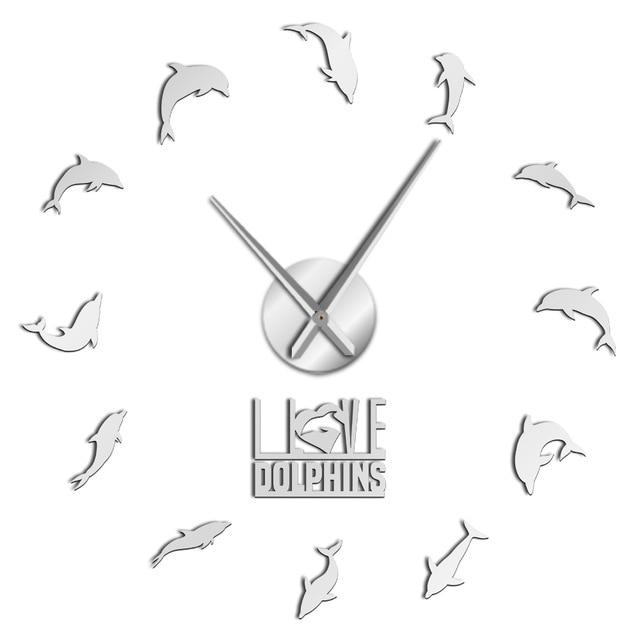 Wall Clocks - Jumping Dolphins Large Frameless DIY Wall Clock I Love Dolphins Gift