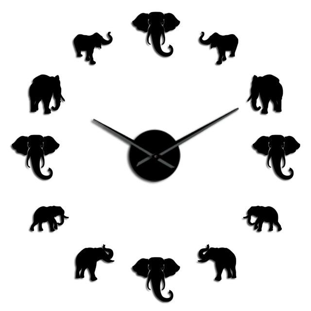 Wall Clocks - Jungle Elephant Large Frameless DIY Wall Clock