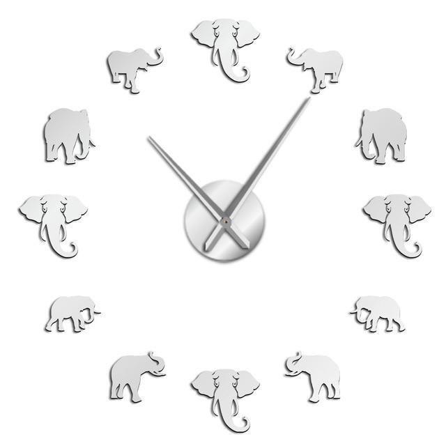 Wall Clocks - Jungle Elephant Large Frameless DIY Wall Clock