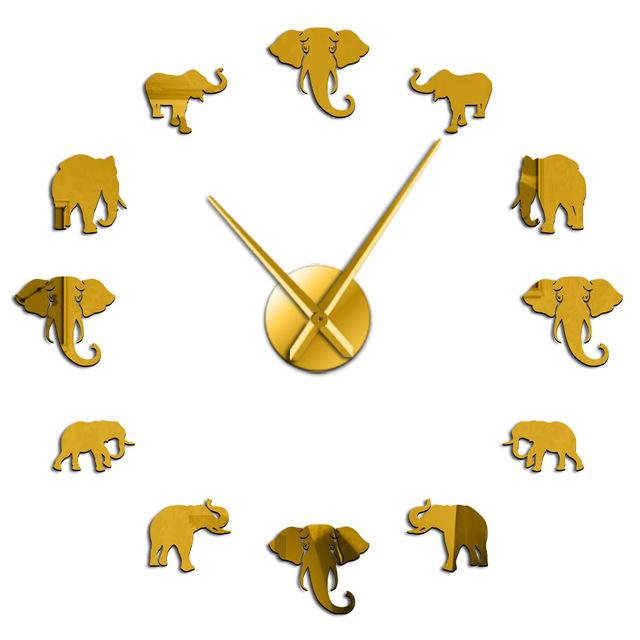 Wall Clocks - Jungle Elephant Large Frameless DIY Wall Clock