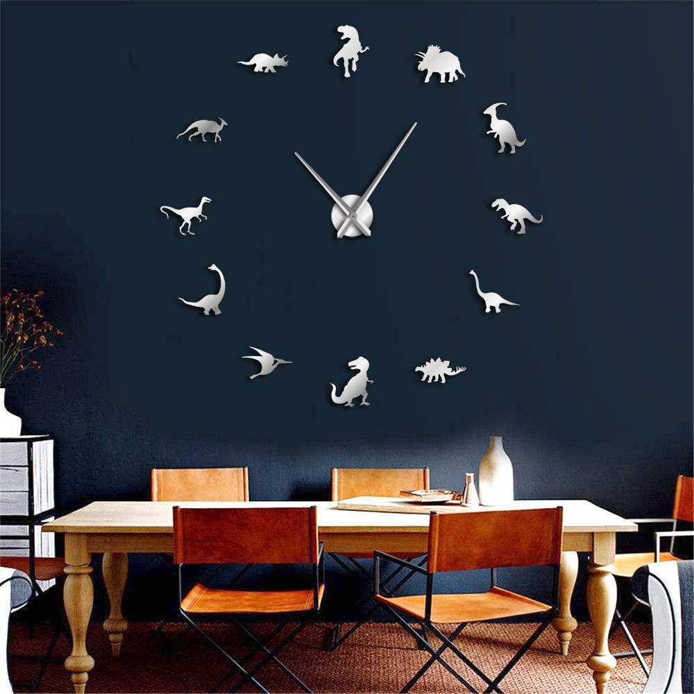 Wall Clocks - Jurassic Dinosaurs T-Rex Large Frameless DIY Wall Clock