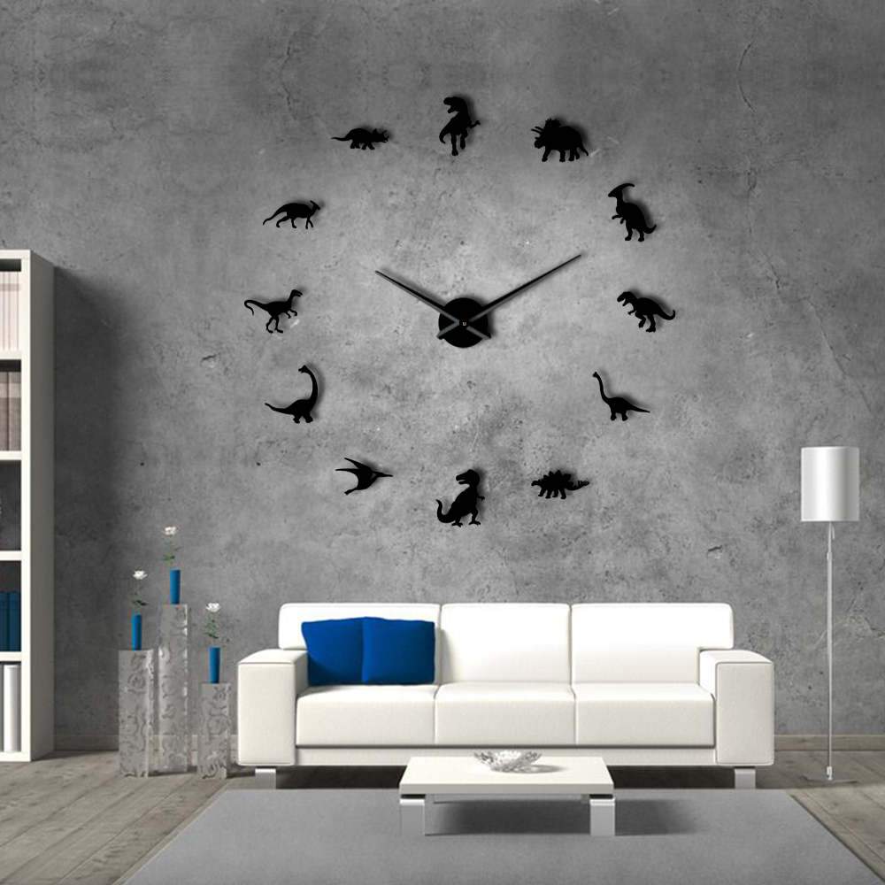 Wall Clocks - Jurassic Dinosaurs T-Rex Large Frameless DIY Wall Clock