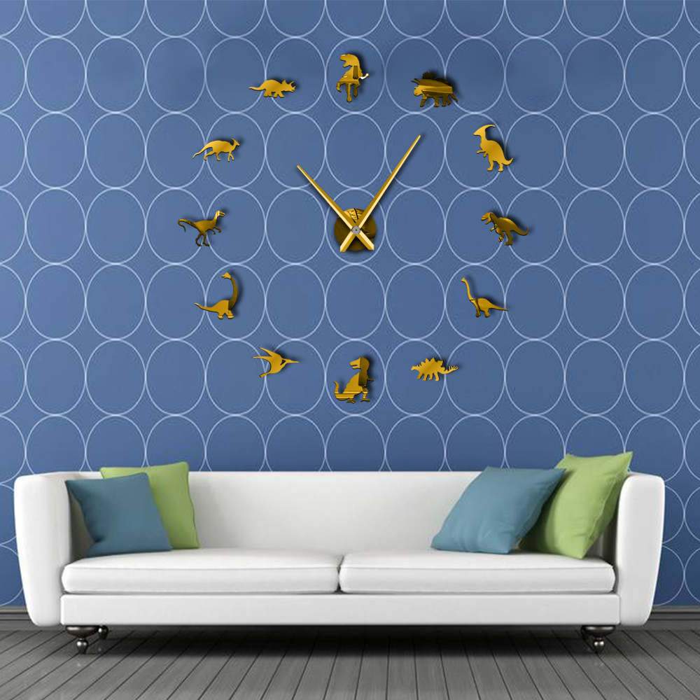 Wall Clocks - Jurassic Dinosaurs T-Rex Large Frameless DIY Wall Clock