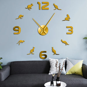 Kangaroo Large Frameless DIY Wall Clock Wall Watch Decor Gift