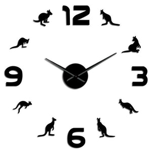 Kangaroo Large Frameless DIY Wall Clock Wall Watch Decor Gift