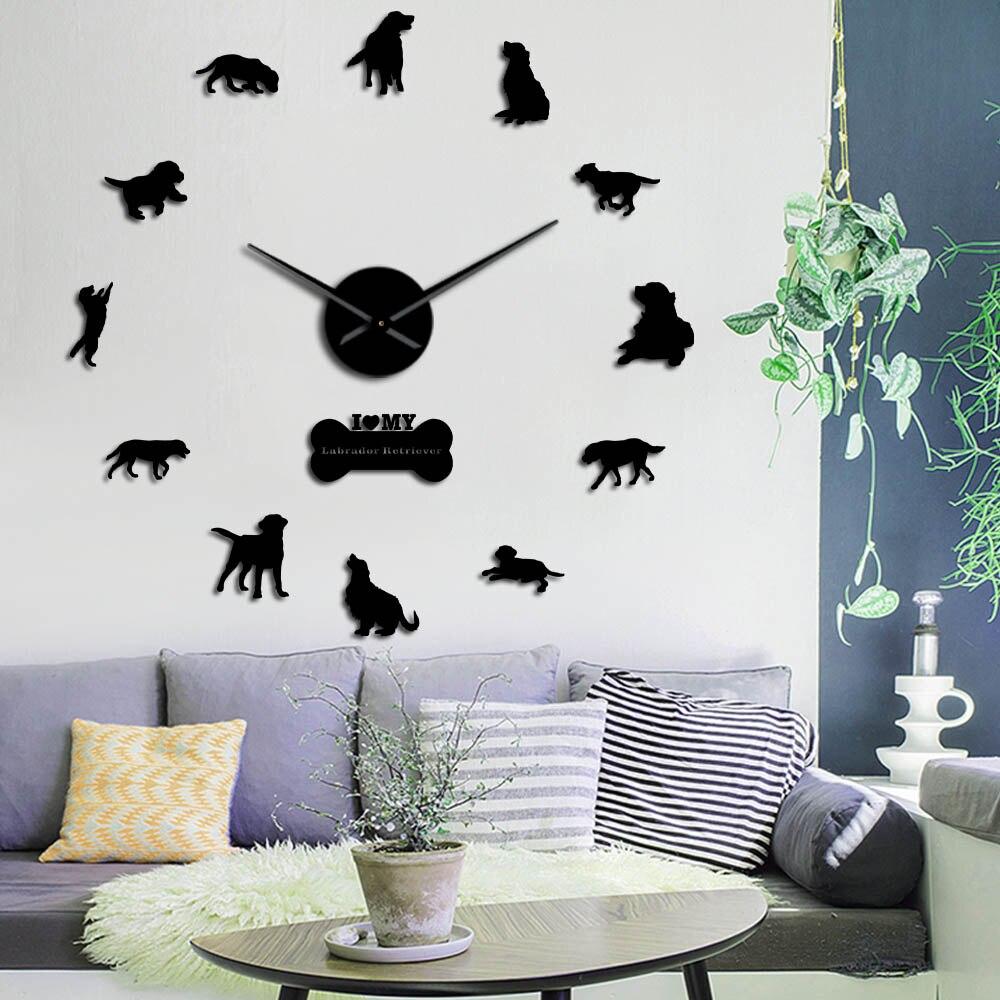 Wall Clocks - Labrador Retriever Dog Large Frameless DIY Wall Clock Gift