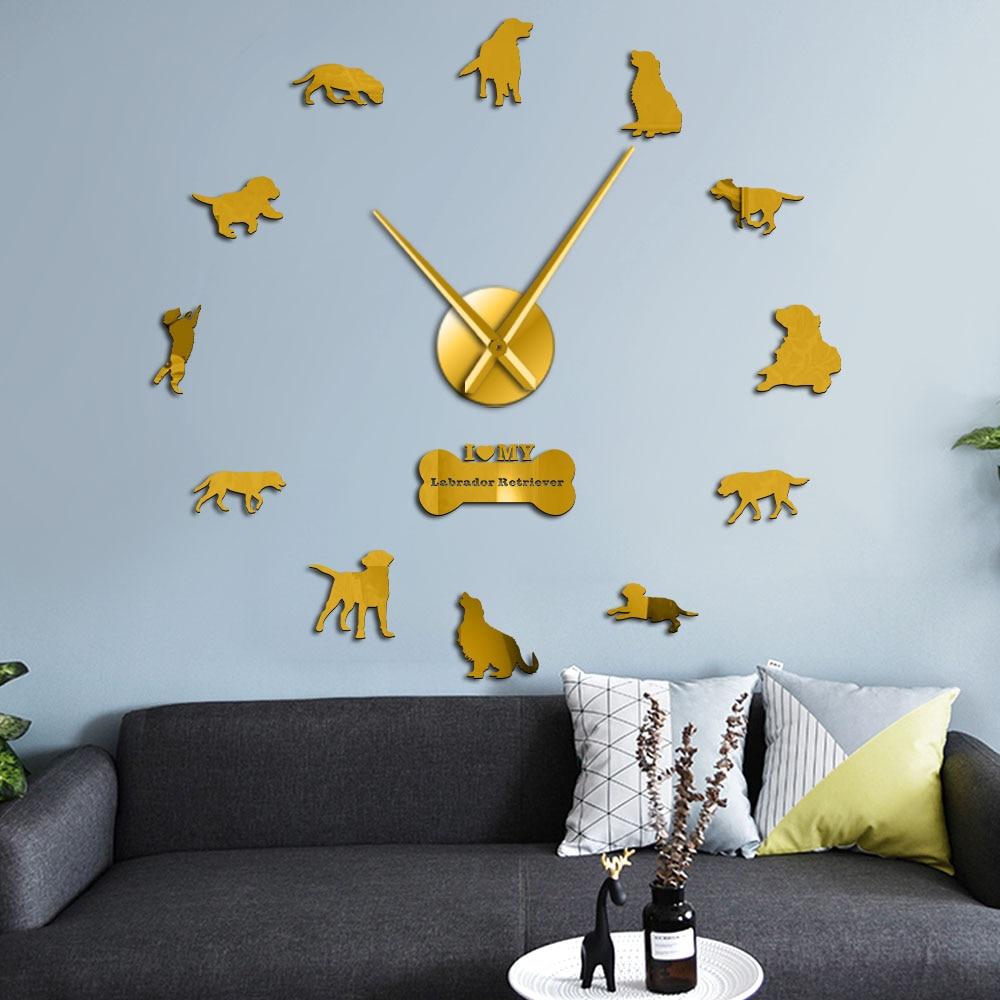 Wall Clocks - Labrador Retriever Dog Large Frameless DIY Wall Clock Gift