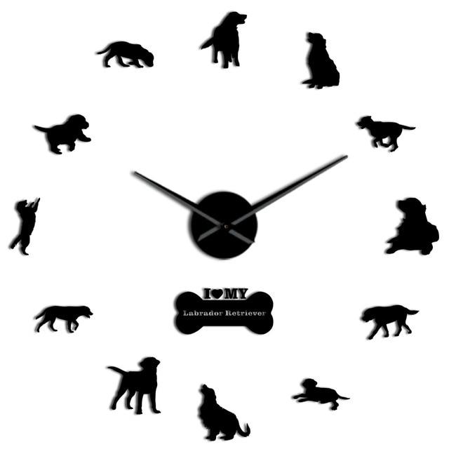 Wall Clocks - Labrador Retriever Dog Large Frameless DIY Wall Clock Gift