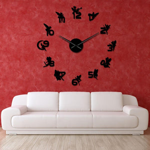 Magical Fairies With Mirror Numbers Large Frameless DIY Wall Clock