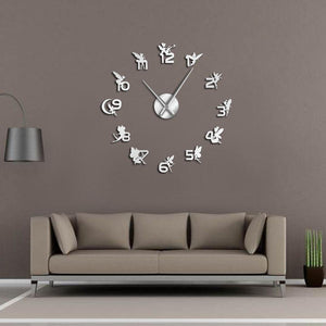 Magical Fairies With Mirror Numbers Large Frameless DIY Wall Clock