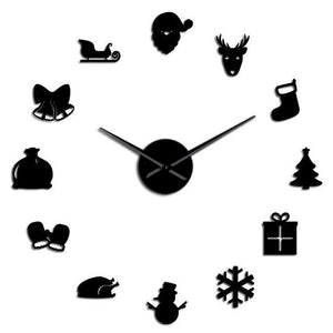 Merry Christmas Holidays Time Large Frameless DIY Wall Clock Watch Decor