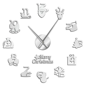 Merry Christmas Holidays Time Large Frameless DIY Wall Clock Watch Decor